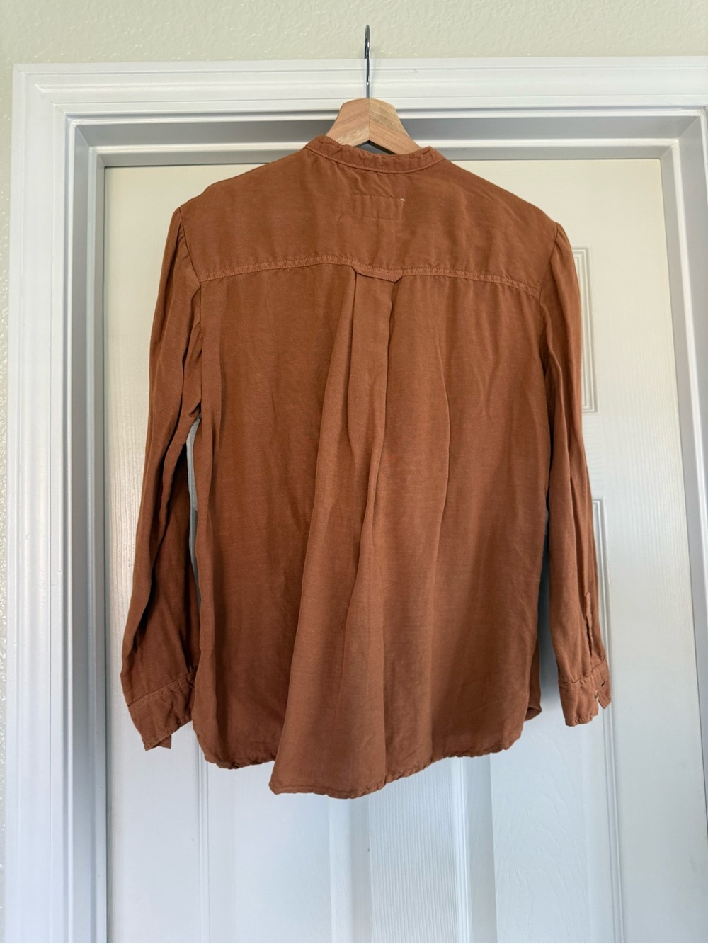 Pilcro Rust Ruffle-Front Button-Down Shirt - Picture 2 of 3